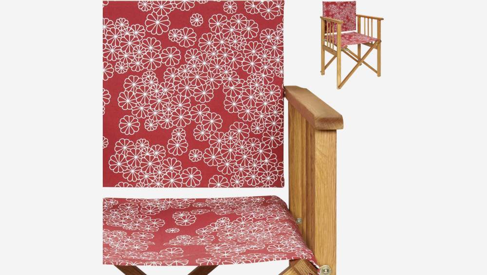 Tela em algodão para cadeira dobrável - Flores vermelhas (estrutura vendida separadamente)