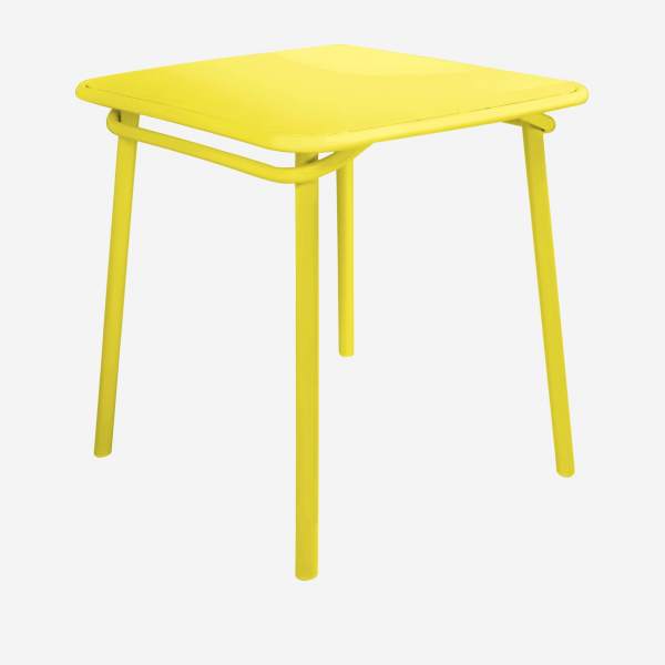 Table de jardin carrée en acier jaune