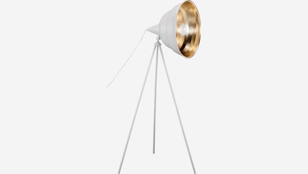 Lámpara de pie de aluminio lacado blanco y color oro