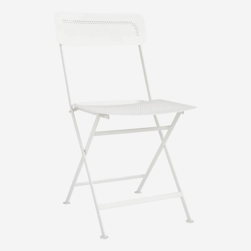 Cadeira dobrável em metal branco