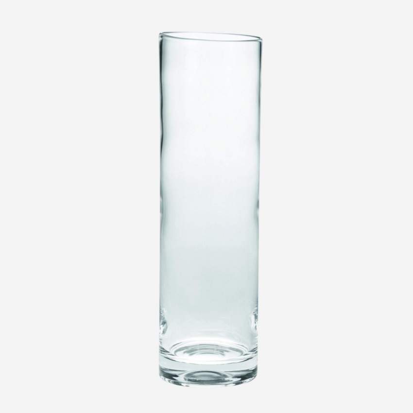 Zylindrische Vase, 52 cm, aus transparentem Glas