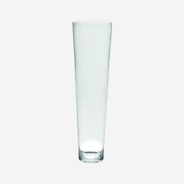Kegelige Vase, 45 cm, aus transparentem Glas, kleines Modell