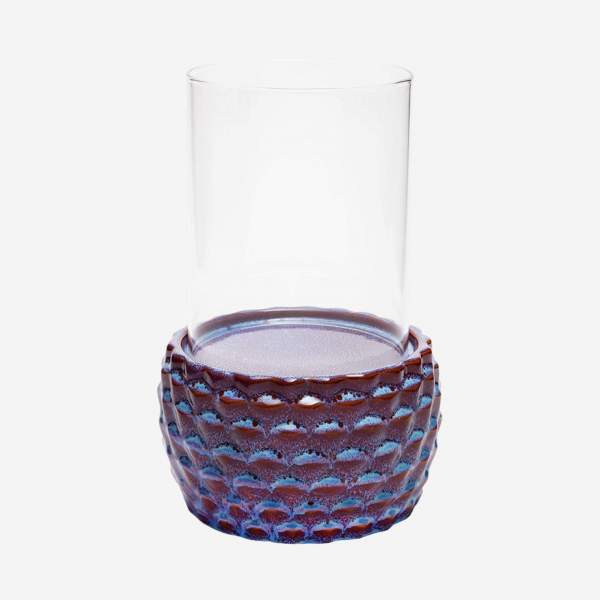 Windlicht aus Glas mit Keramikbasis - 30 cm