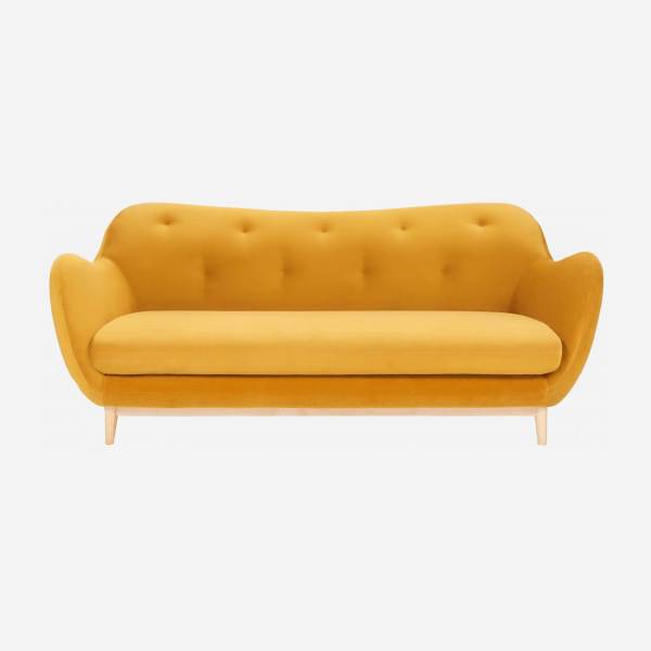 Sofá em veludo amarelo mostarda 3 lugares - Design by Adrien Carvès