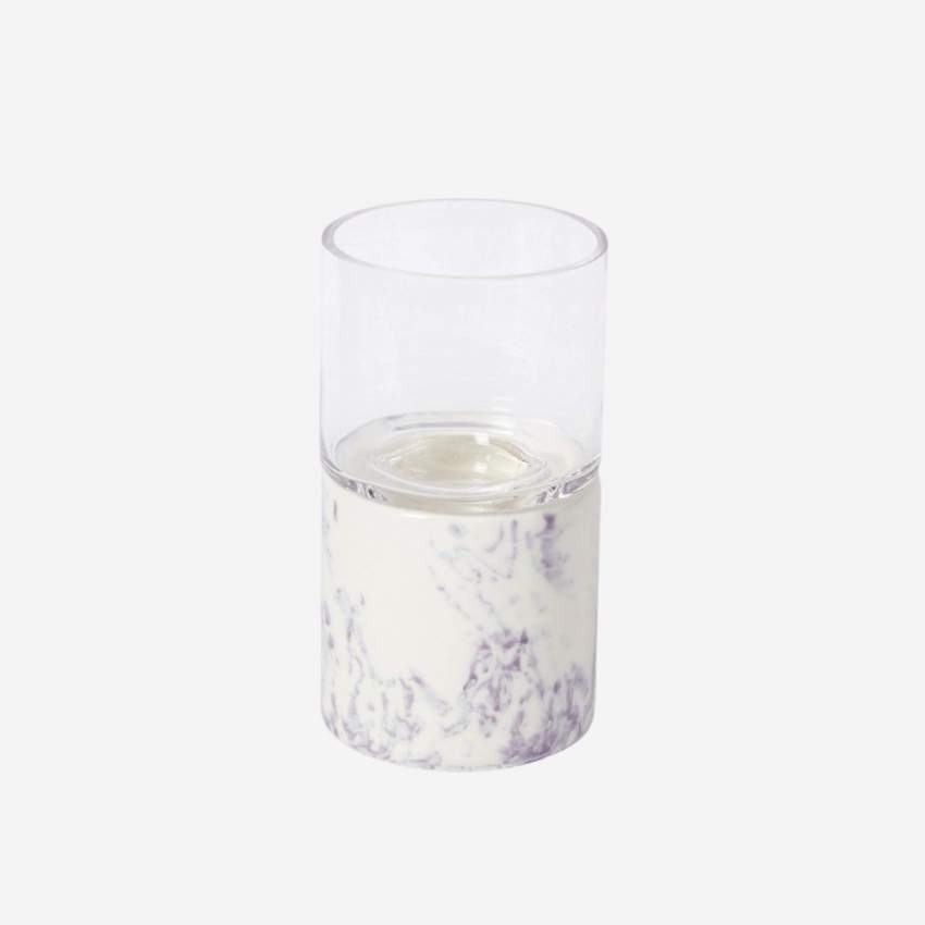 Portacandele effetto marmo - 18,5 cm - Bianco