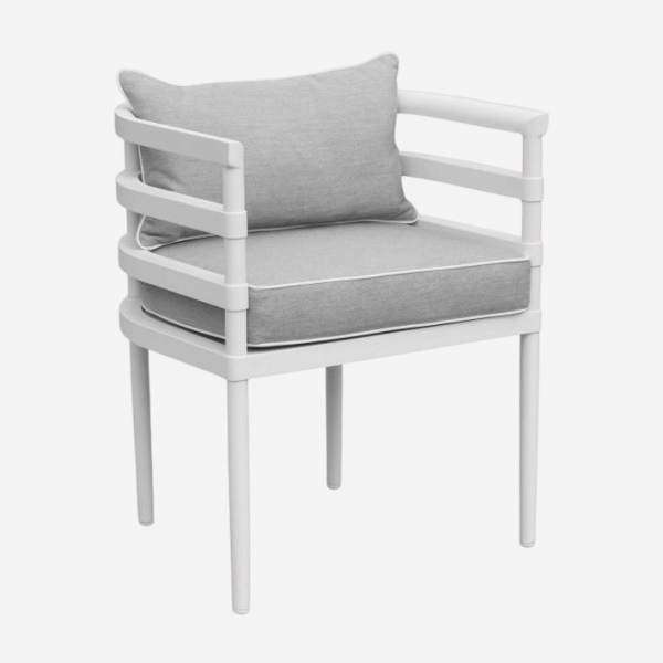 Chaise de jardin en aluminium avec coussins Sunbrella - Blanc