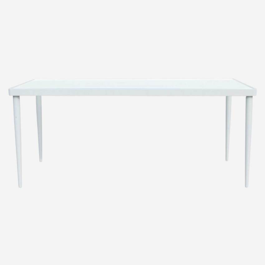 Mesa de jardín de aluminio y vidrio templado - Blanco