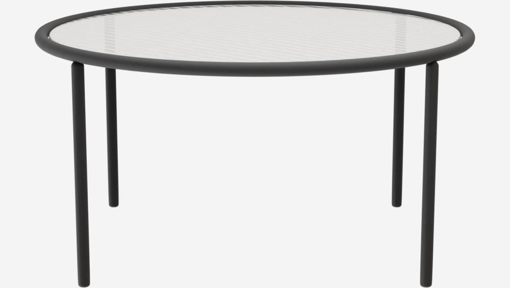 Mesa baja de acero y vidrio ondulado - 80 x 42 cm