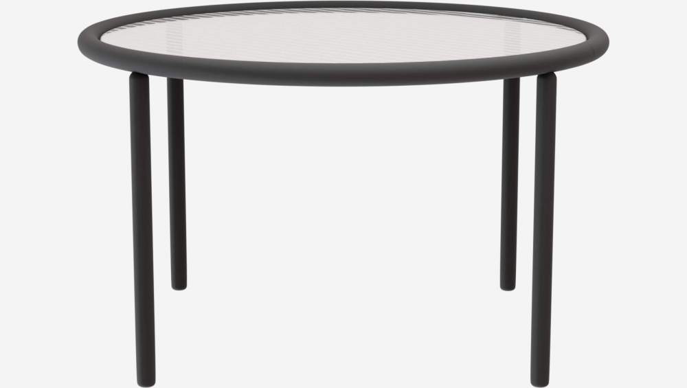 Tavolino in acciaio e vetro ondulato - 60 x 38 cm