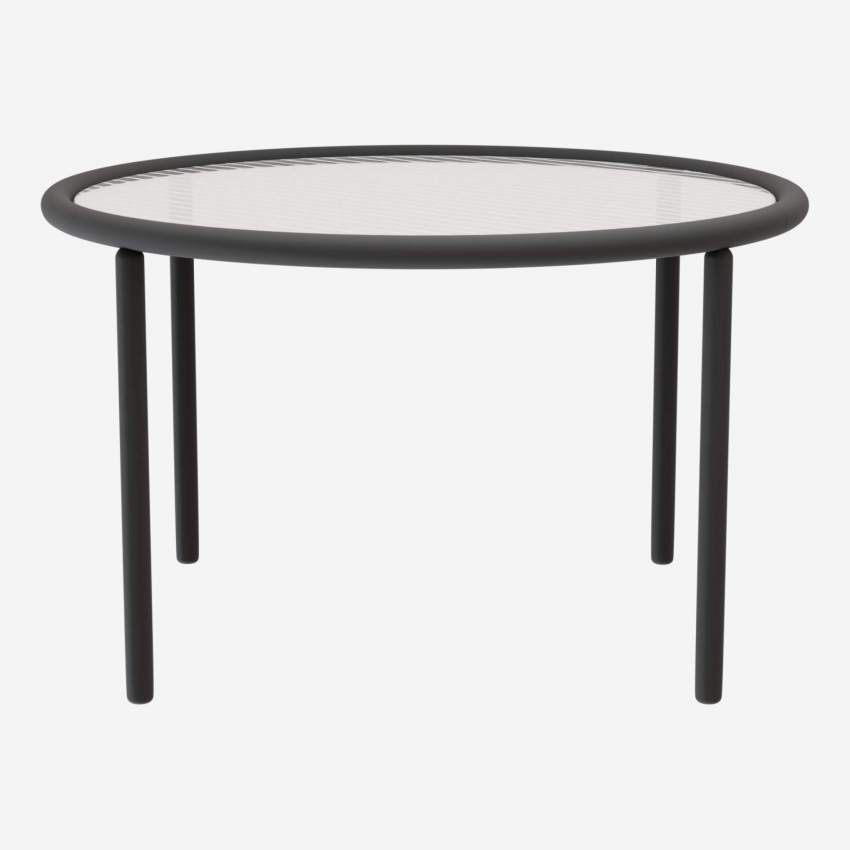 Tavolino in acciaio e vetro ondulato - 60 x 38 cm