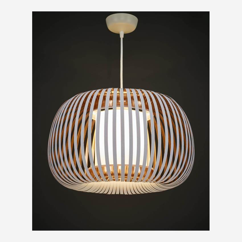 Wit en zink pvc lampenkap voor hanglamp 45x27cm