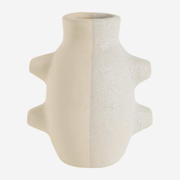 Vase aus Fayence - Grau und Weiß - 14 x 16 cm