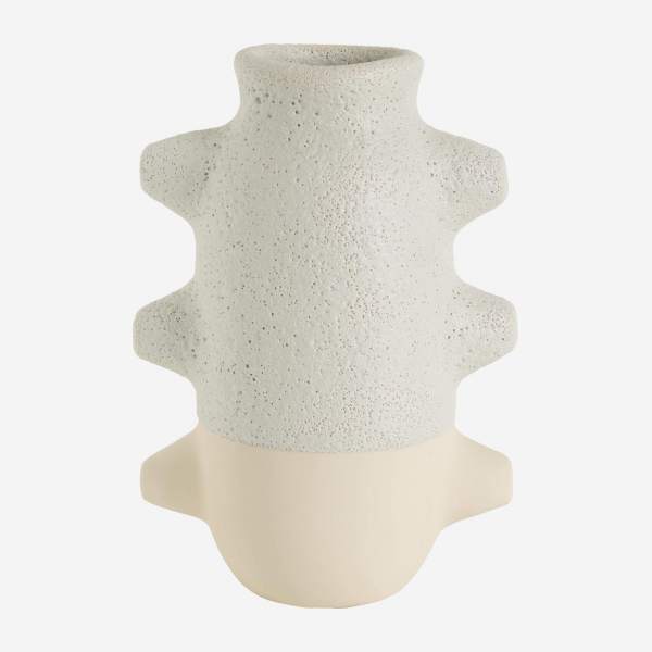 Vase aus Fayence - Grau und Weiß - 16 x 23 cm