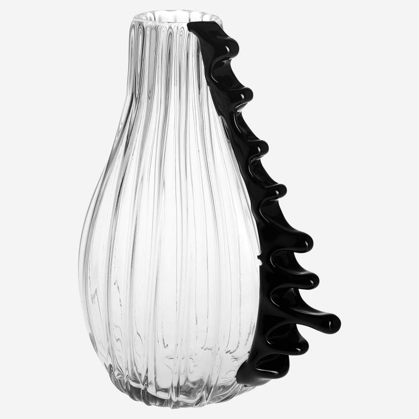 Vaso in vetro soffiato a bocca - Trasparente e nero