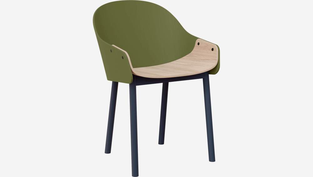 Stuhl mit Armlehnen aus Eiche - Grün