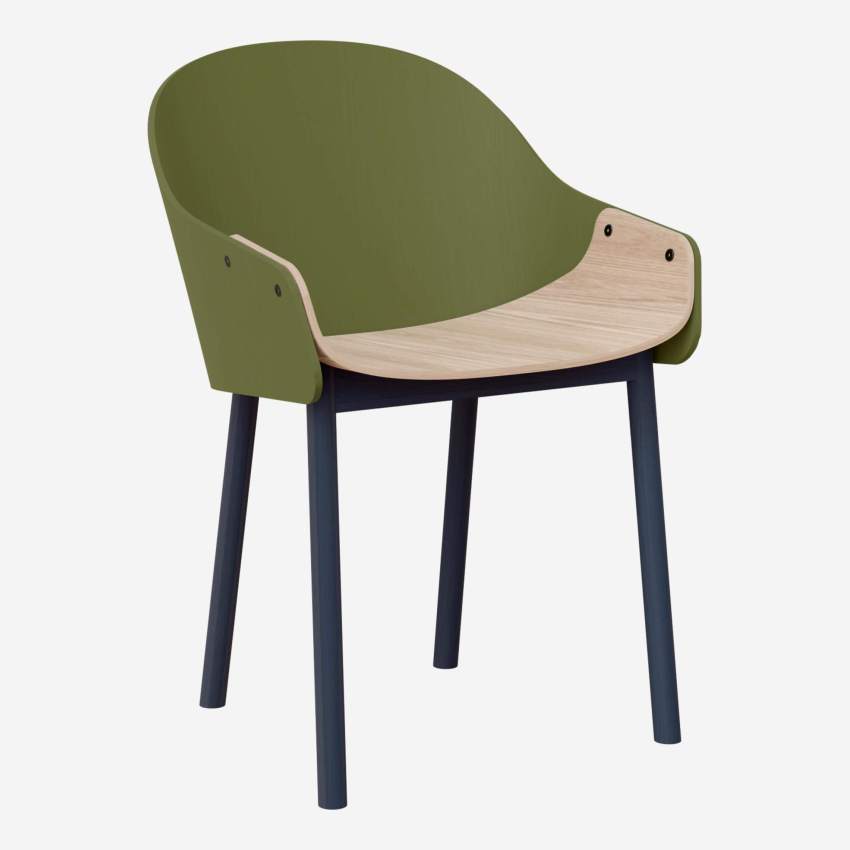 Stuhl mit Armlehnen aus Eiche - Grün