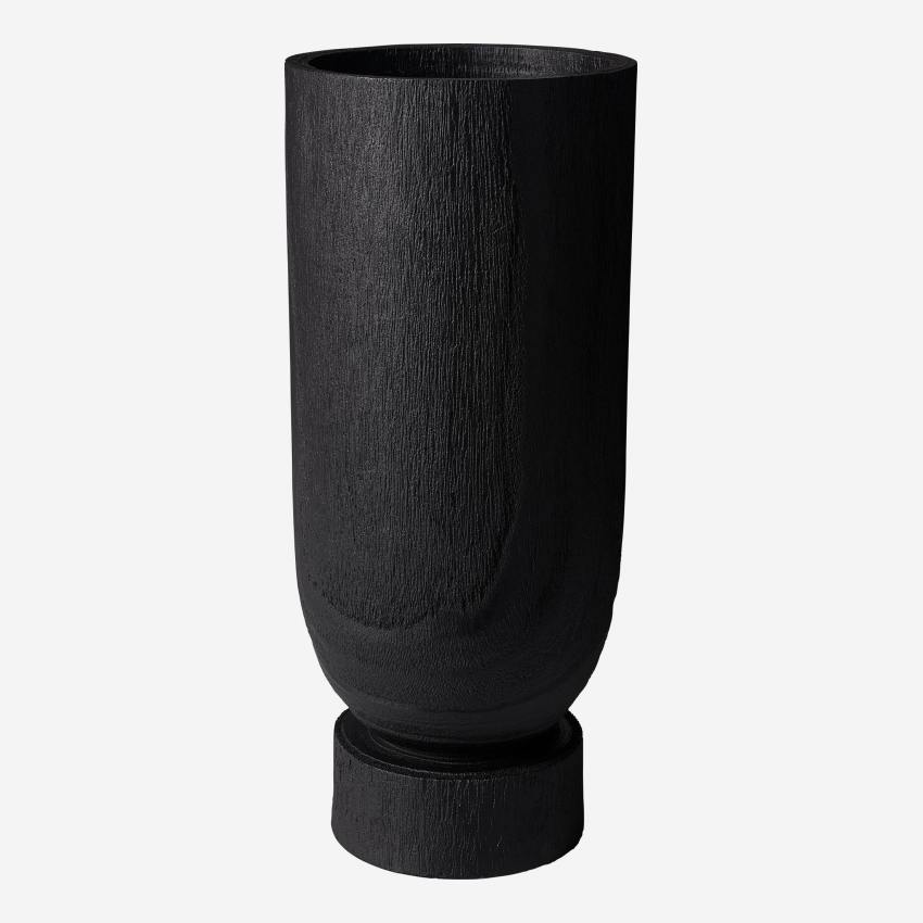 Vase en bois - 16 x 38 cm - Noir