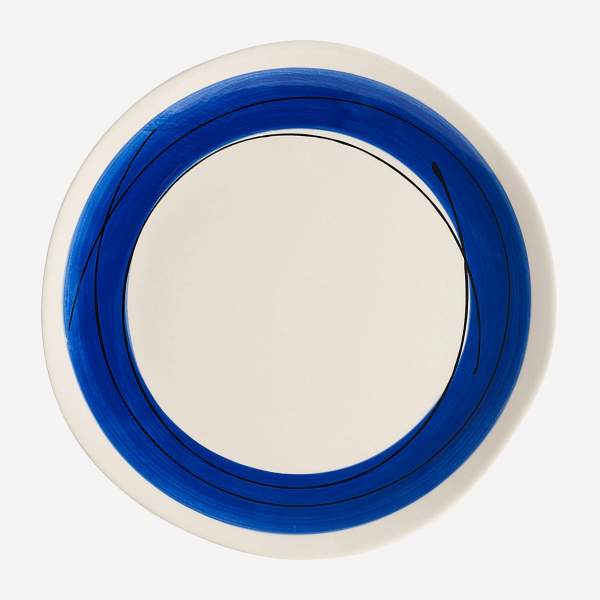 Assiette plate en grès - 25 cm - Bleu