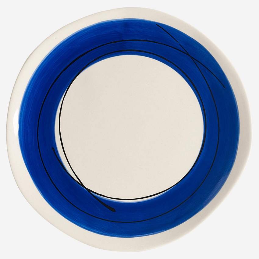Plato de postre de gres - 20 cm -Azul