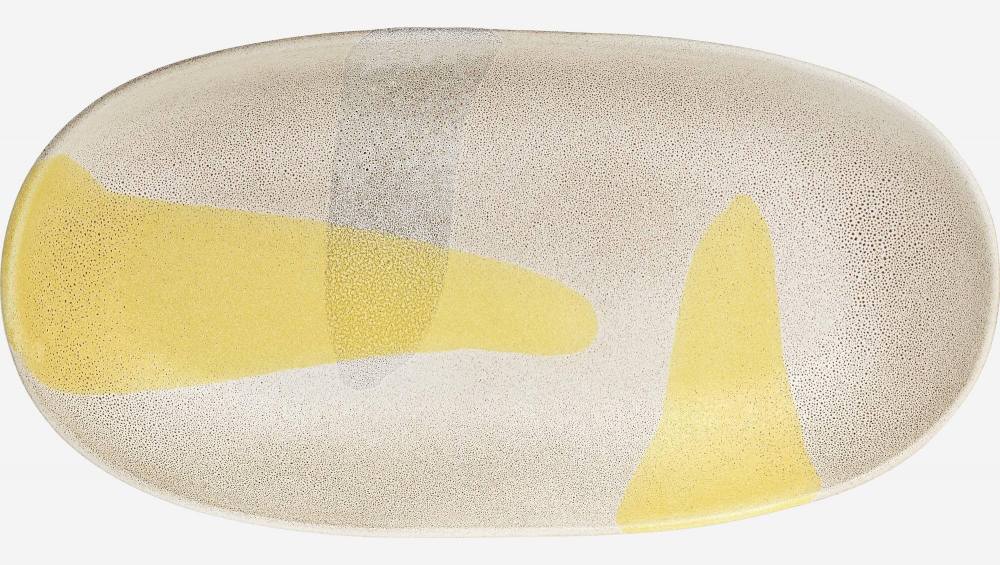 Plato de gres - 34 cm -Estampado de manchas amarillas