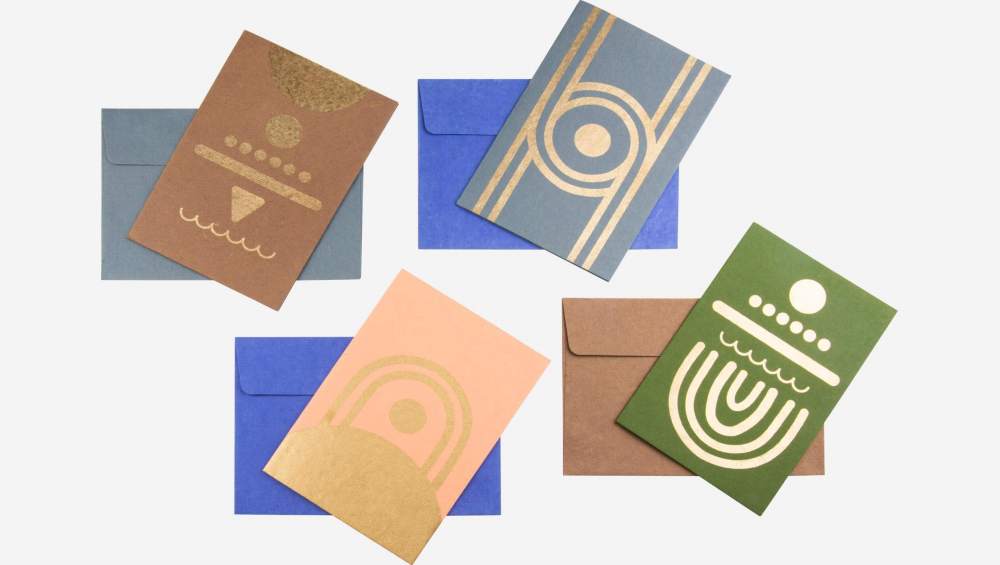 Conjunto de 4 postais com envelopes - Design by Floriane Jacques