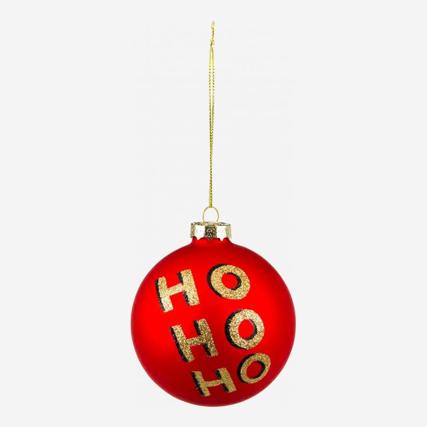 Decoración navideña - Bola de vidrio Ho Ho - Roja
