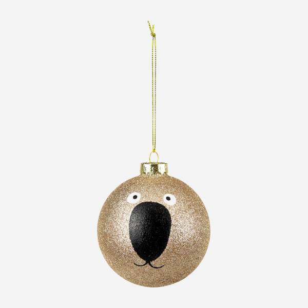 Decoración navideña - Bola de vidrio cara de koala - Dorada