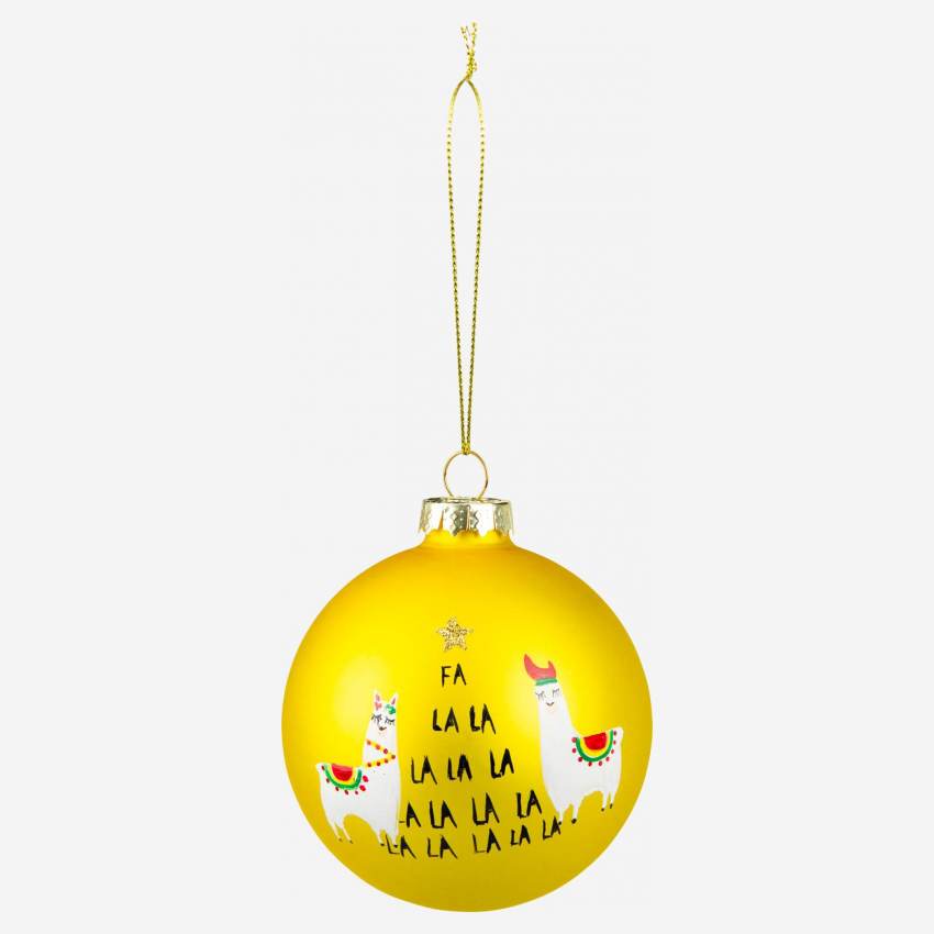 Decoración navideña - Bola llama de vidrio para colgar  - Amarilla