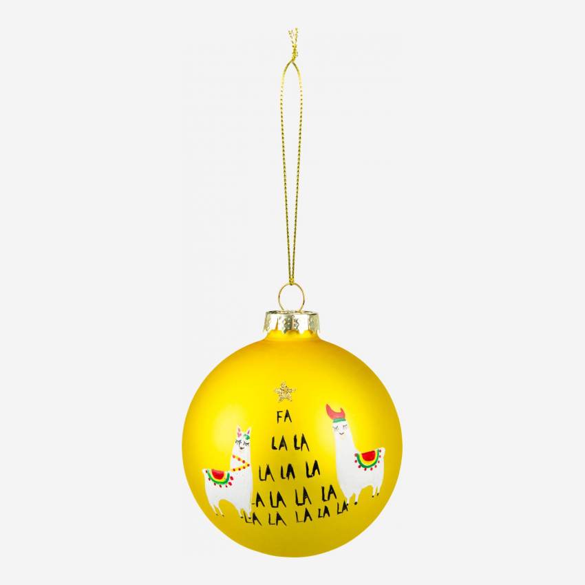 Decoración navideña - Bola llama de vidrio para colgar  - Amarilla
