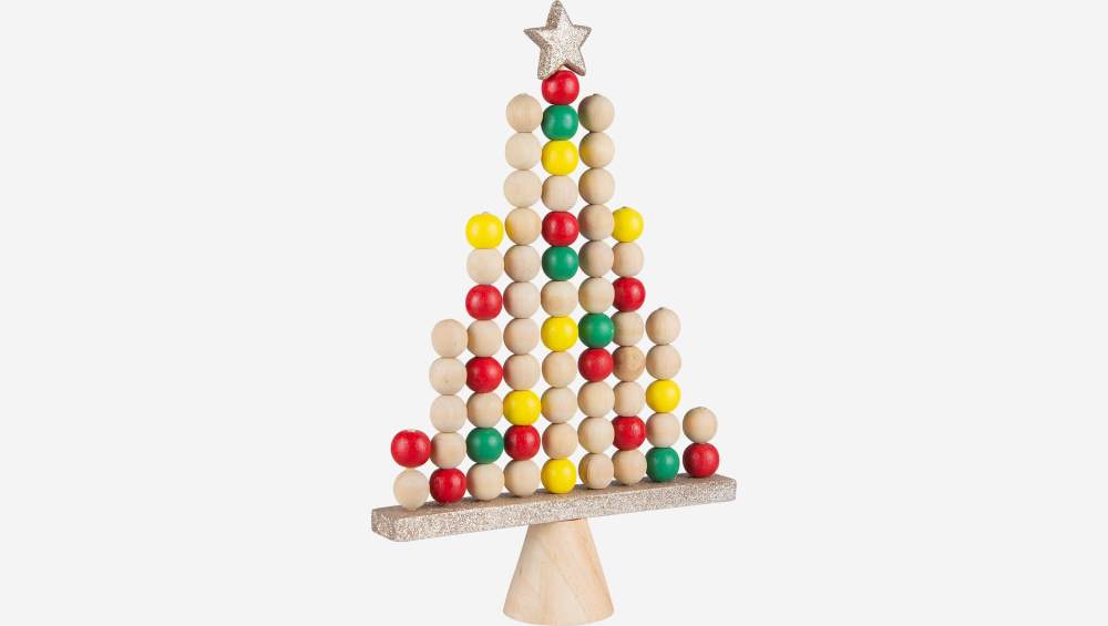 Decoración navideña - Abeto de madera - Multicolor