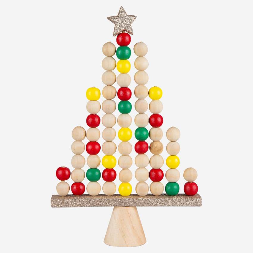 Décoration de Noël - Sapin en bois à poser - Multicolore
