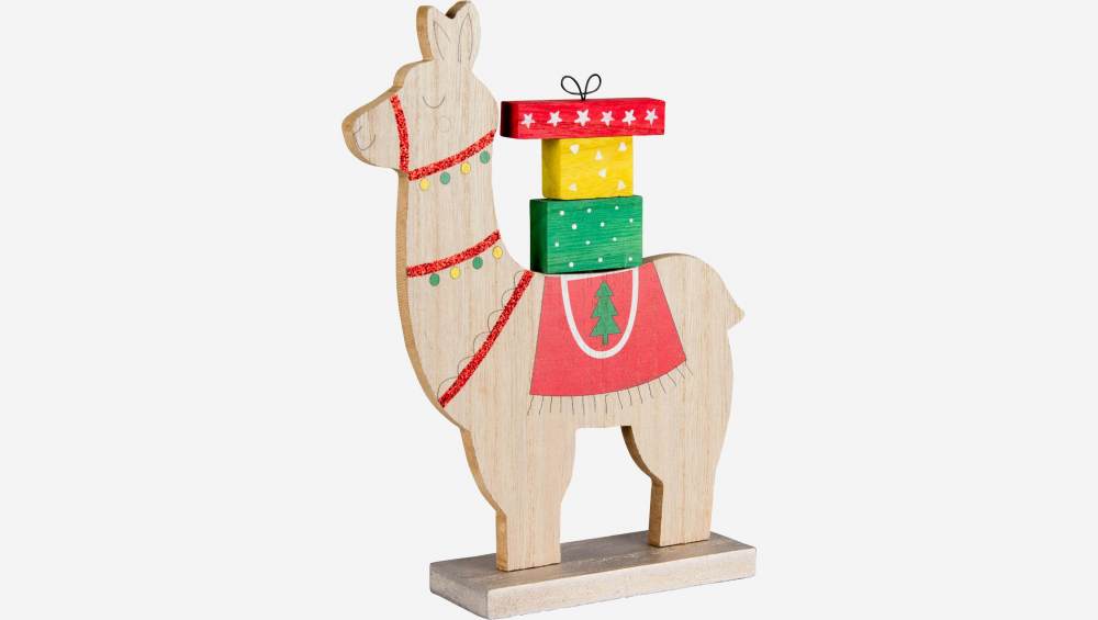 Decoración navideña - Llama de madera - 18 cm