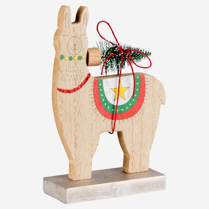 Decoración navideña - Llama de madera