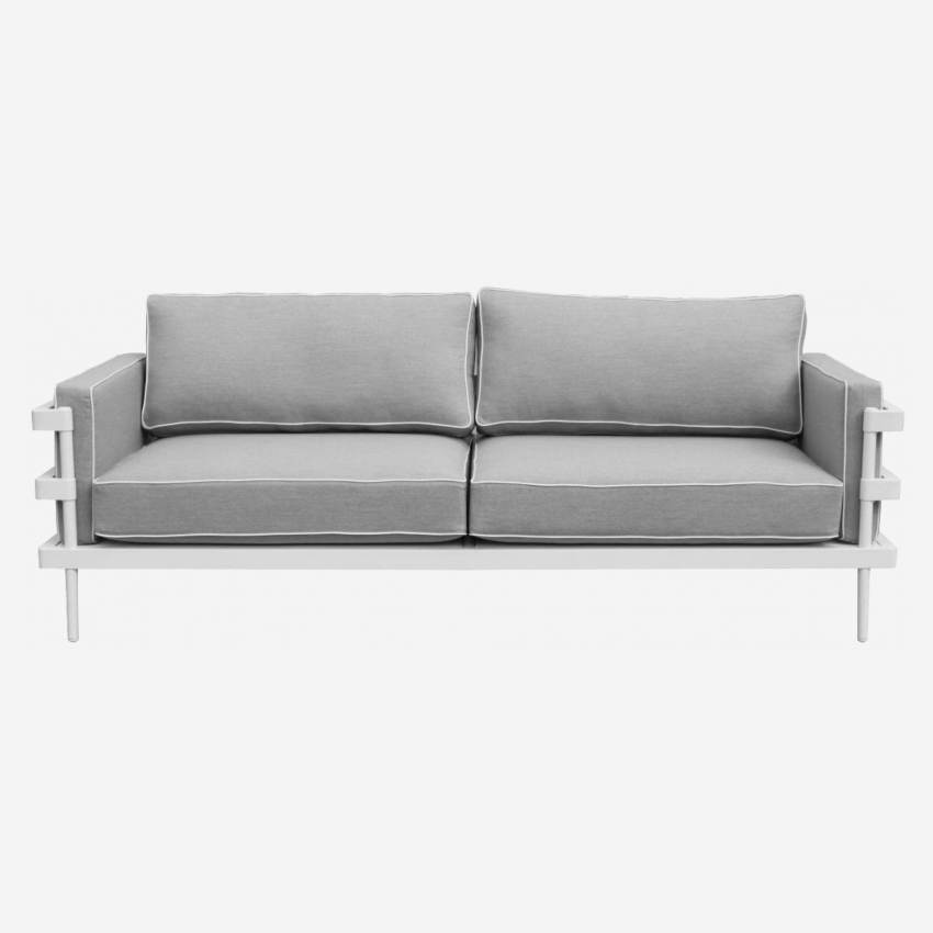 Outdoor-Sofa aus Aluminium mit Sunbrella-Kissen - weiß