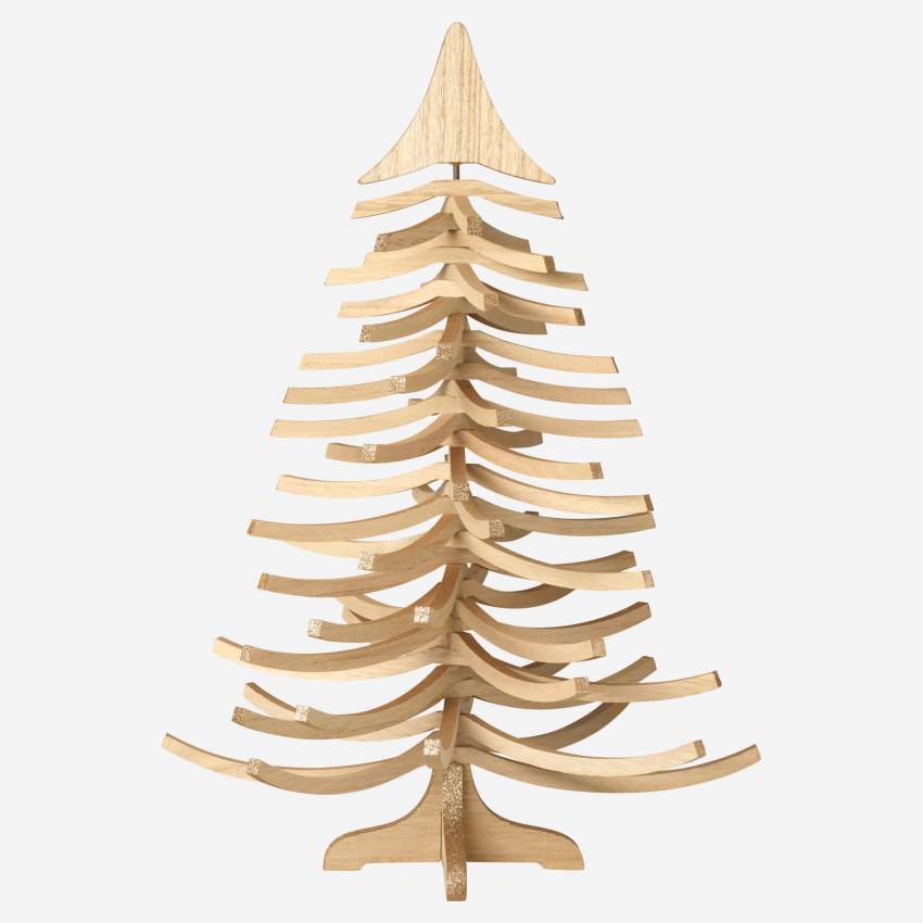 Weihnachtsschmuck - Tannenbaum aus Holz zum Hinstellen - Naturfarben