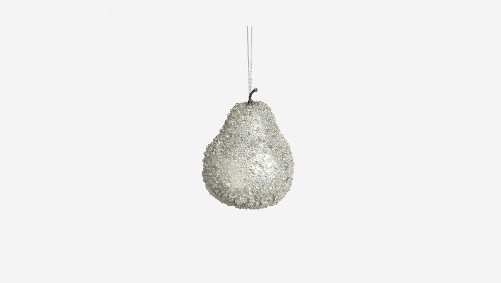 Ornament peer 10cm zilverkleurig
