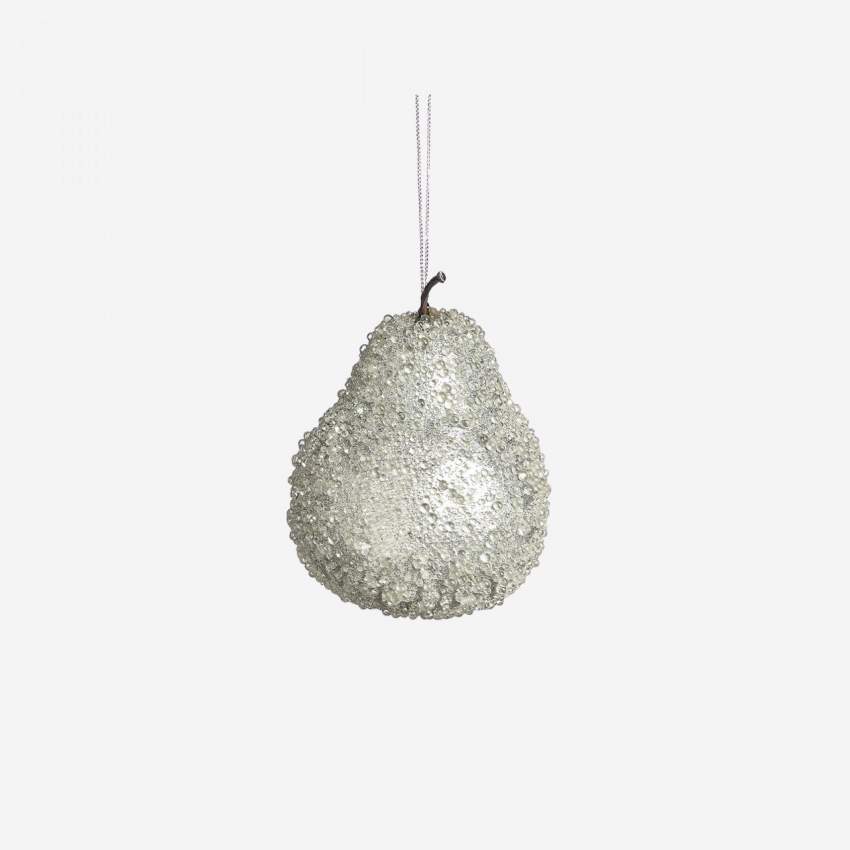 Ornament peer 10cm zilverkleurig