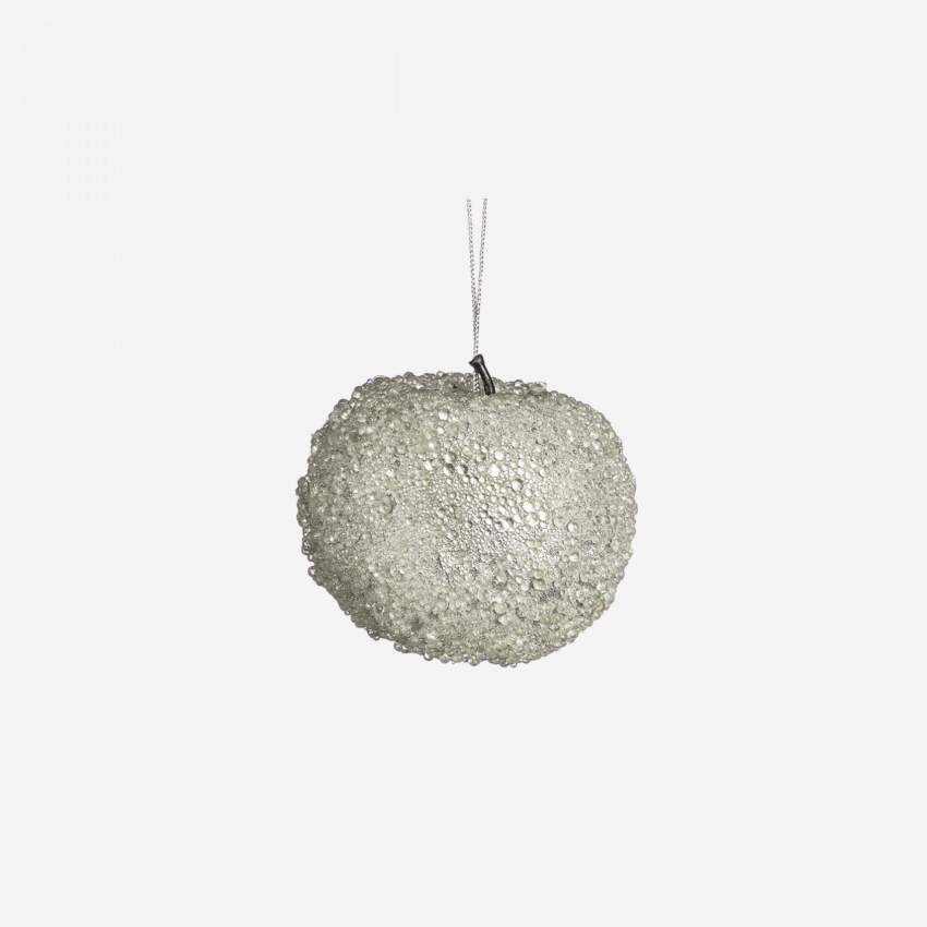 Ornament appel 8cm zilverkleurig