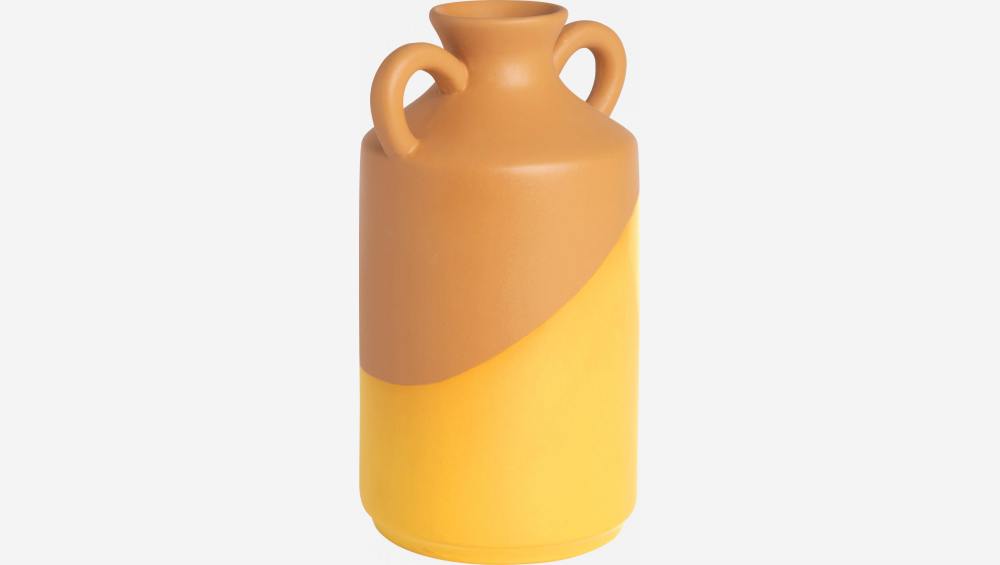 Jarrón de cerámica - 12 x 25 cm - Ocre y amarillo