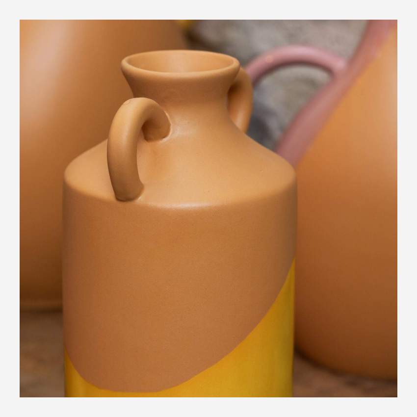 Keramikvase - 12 x 25 cm - Ocker & Gelb