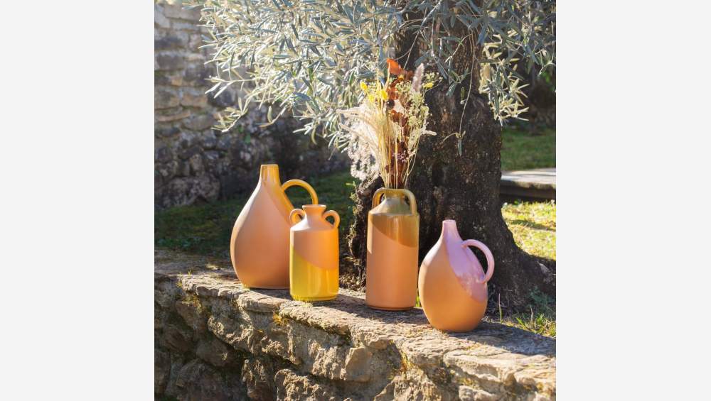 Vase en céramique - 12 x 25 cm - Ocre
