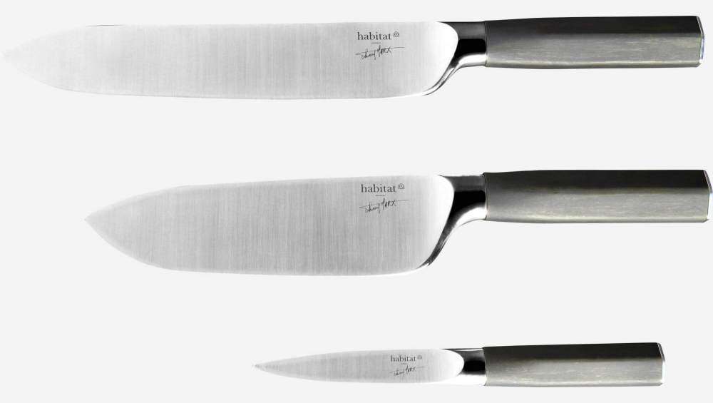 Set de 3 couteaux : d'office, à viande et à légumes