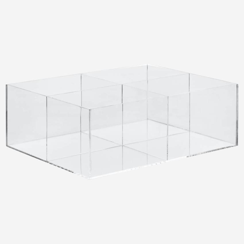 Boîte avec 4 compartiments en acrylique transparent