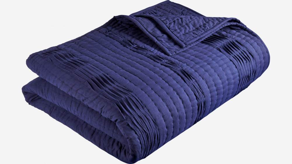 Dessus de lit matelassé en coton - 230 x 260 cm - Bleu