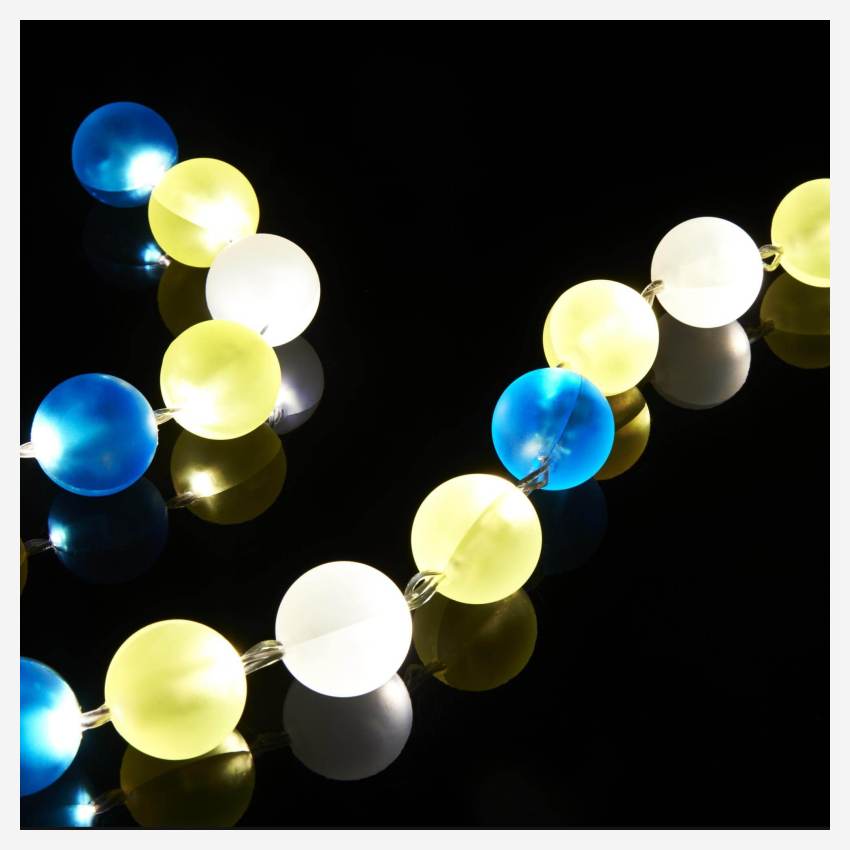 Guirlande 24 lumières perles jaunes et bleues