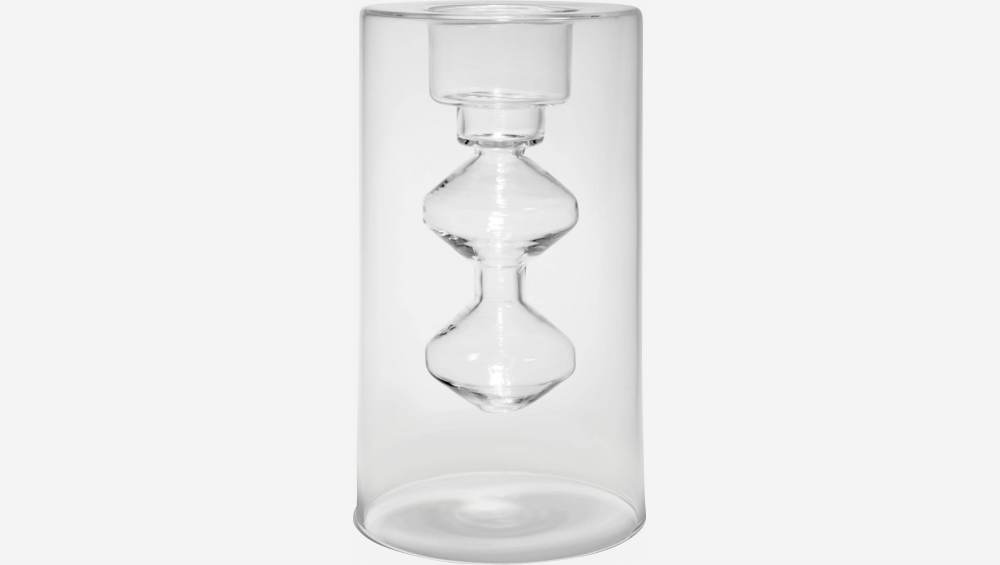 Kandelaar van glas - 16,5 cm - Transparant
