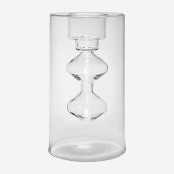 Kandelaar van glas - 16,5 cm - Transparant