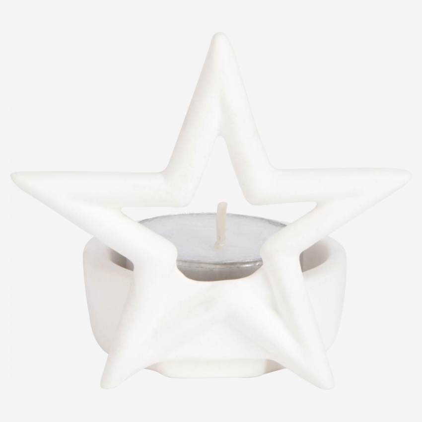 Bougeoir étoile en céramique pour bougie chauffe-plat 