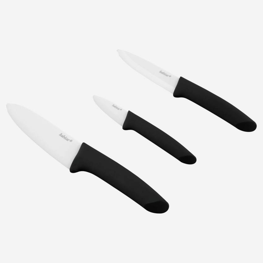 Set de 3 couteaux en céramique noirs