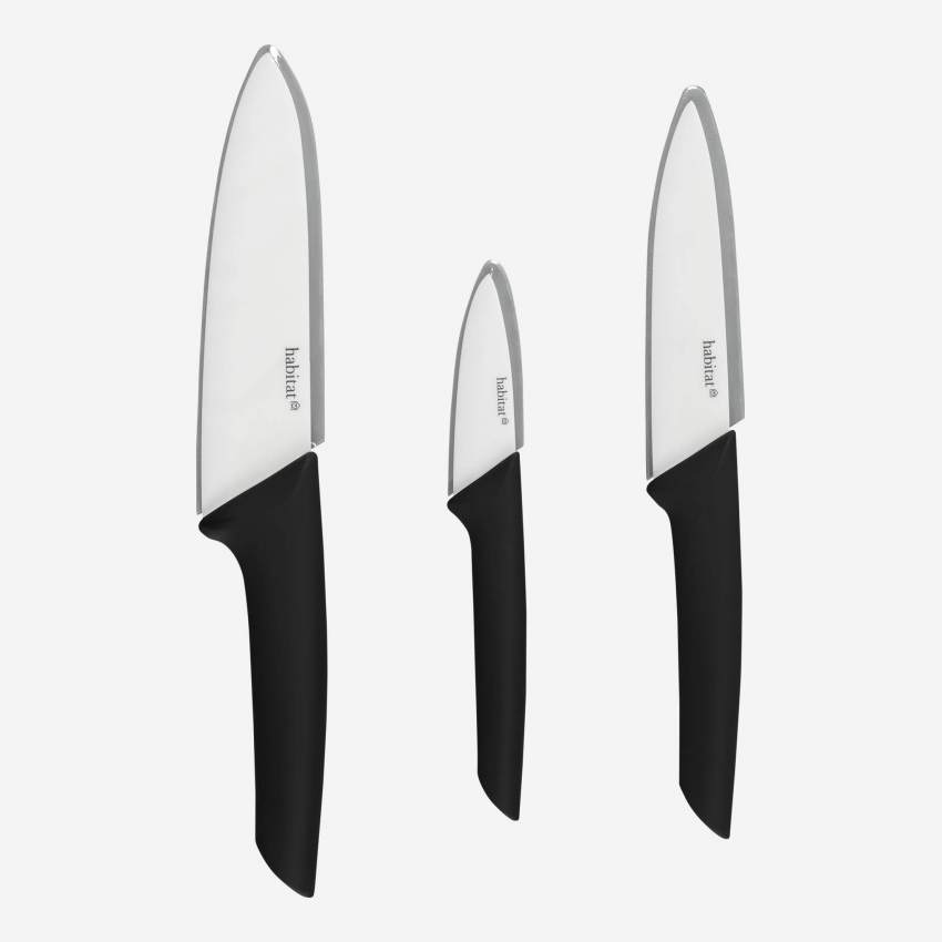 Set de 3 couteaux en céramique noirs